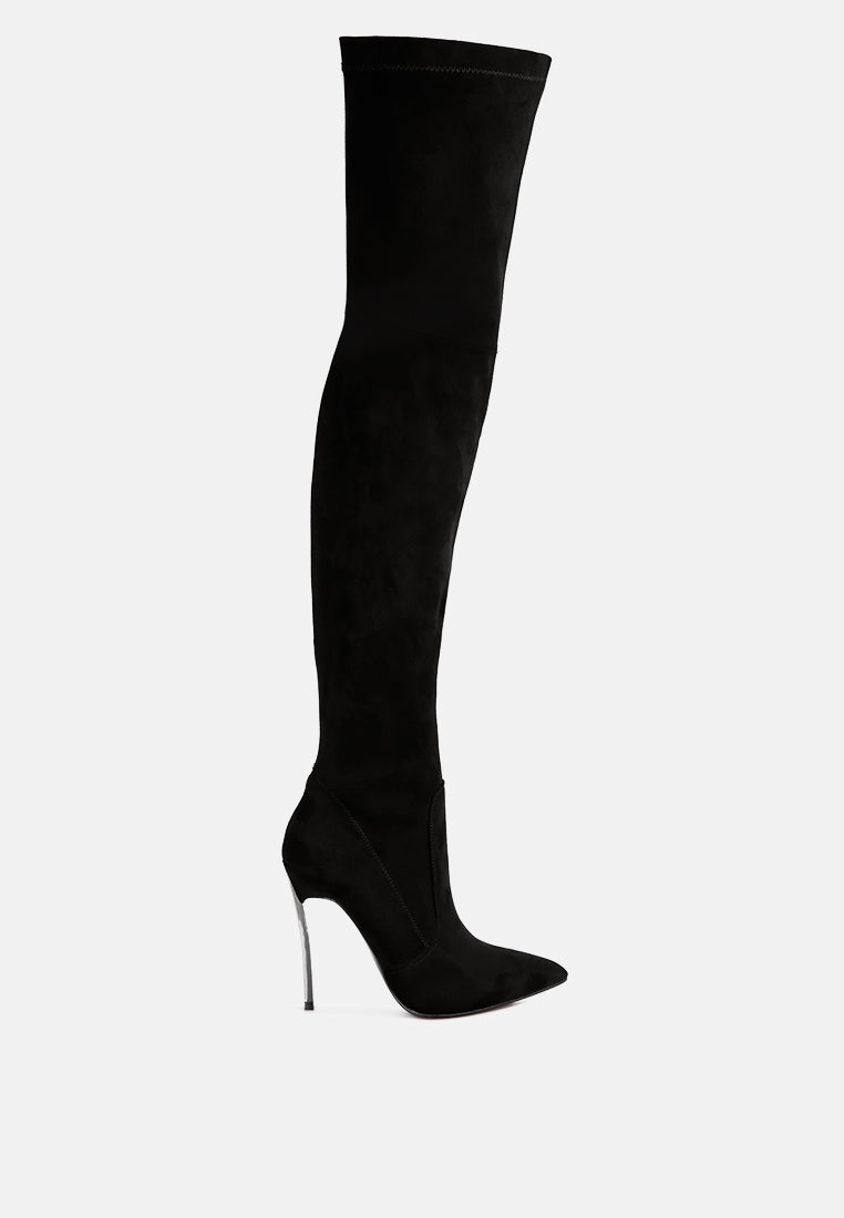 Jaynetts Stretch Suede Micro High Knee Boots-3