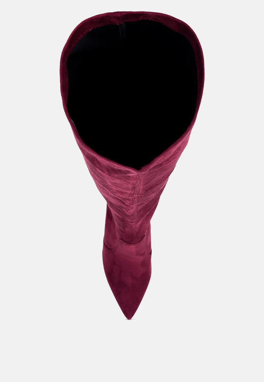 Jaynetts Stretch Suede Micro High Knee Boots-1