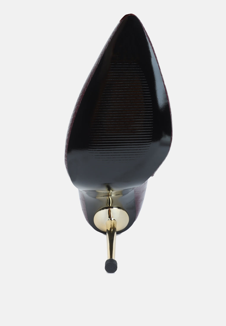 Nicole Croc Patterned High Heeled Ankle Boots-4