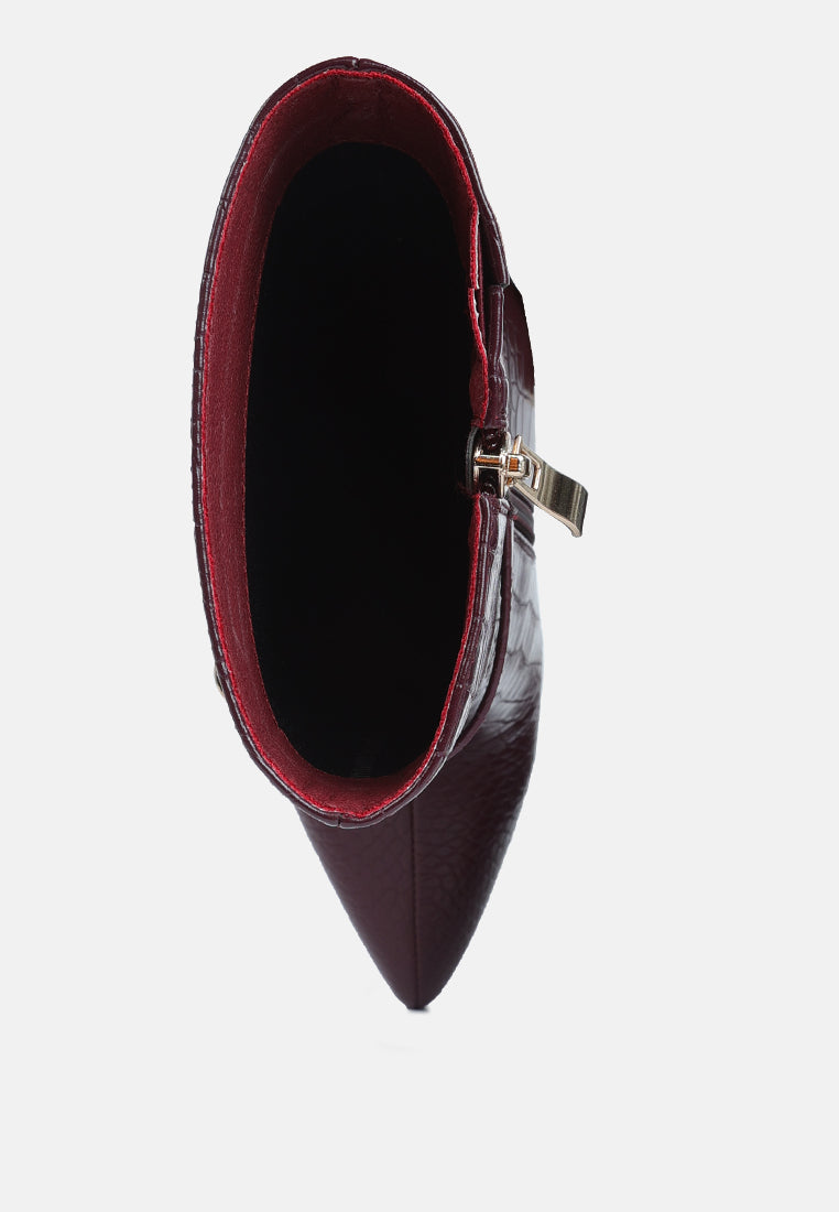 Nicole Croc Patterned High Heeled Ankle Boots-3