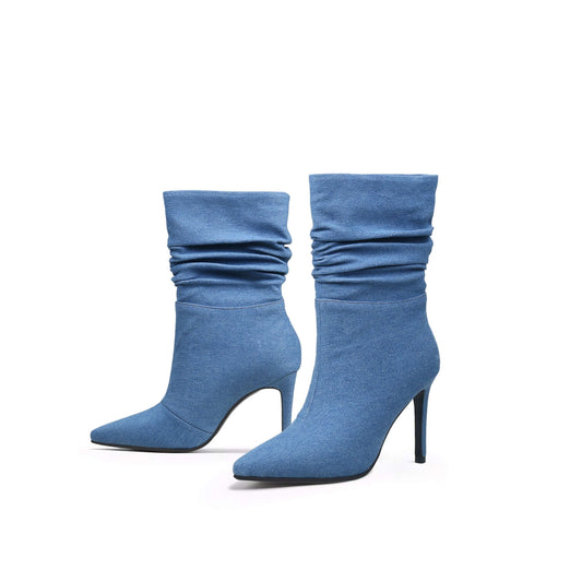 Slouch Stiletto Denim Blue Boots-4