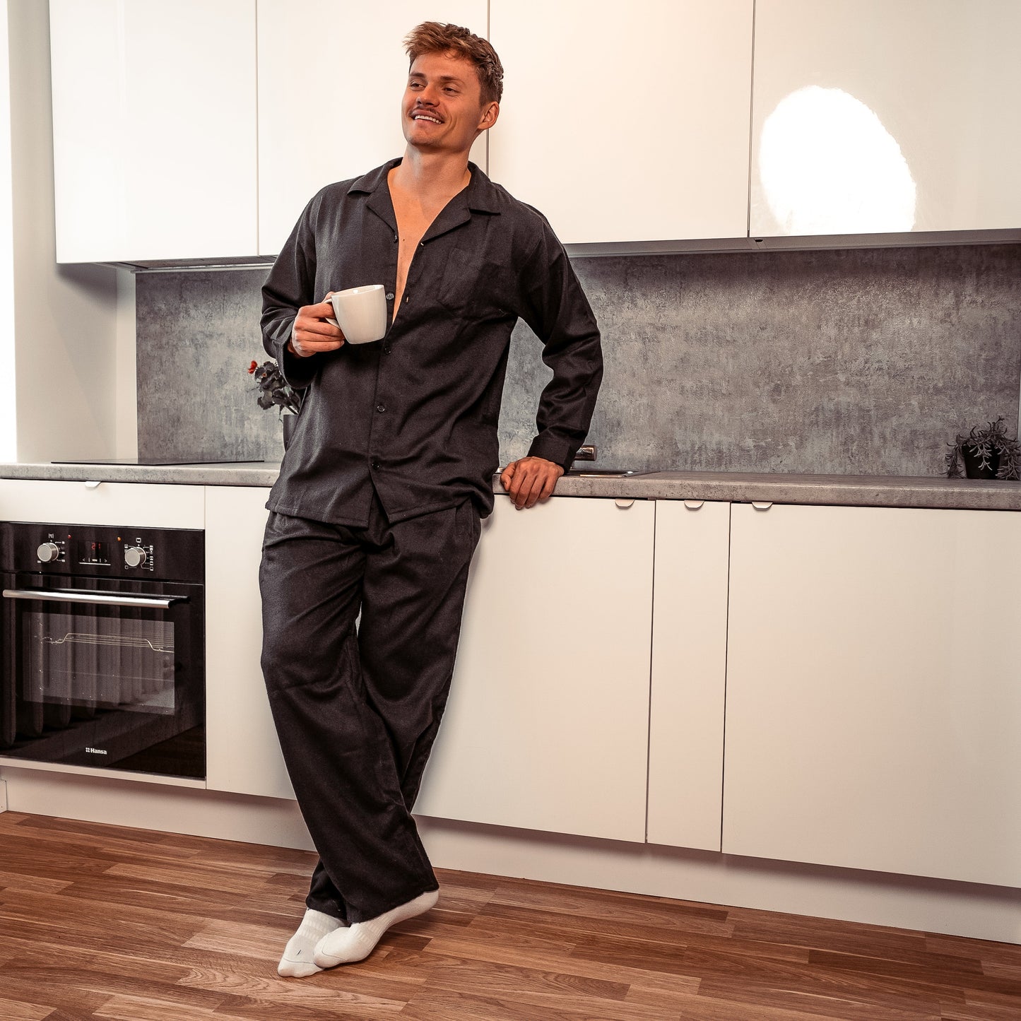 Norty Mens Cotton Yarn Flannel Pajama Lounge Sleep Sets-3