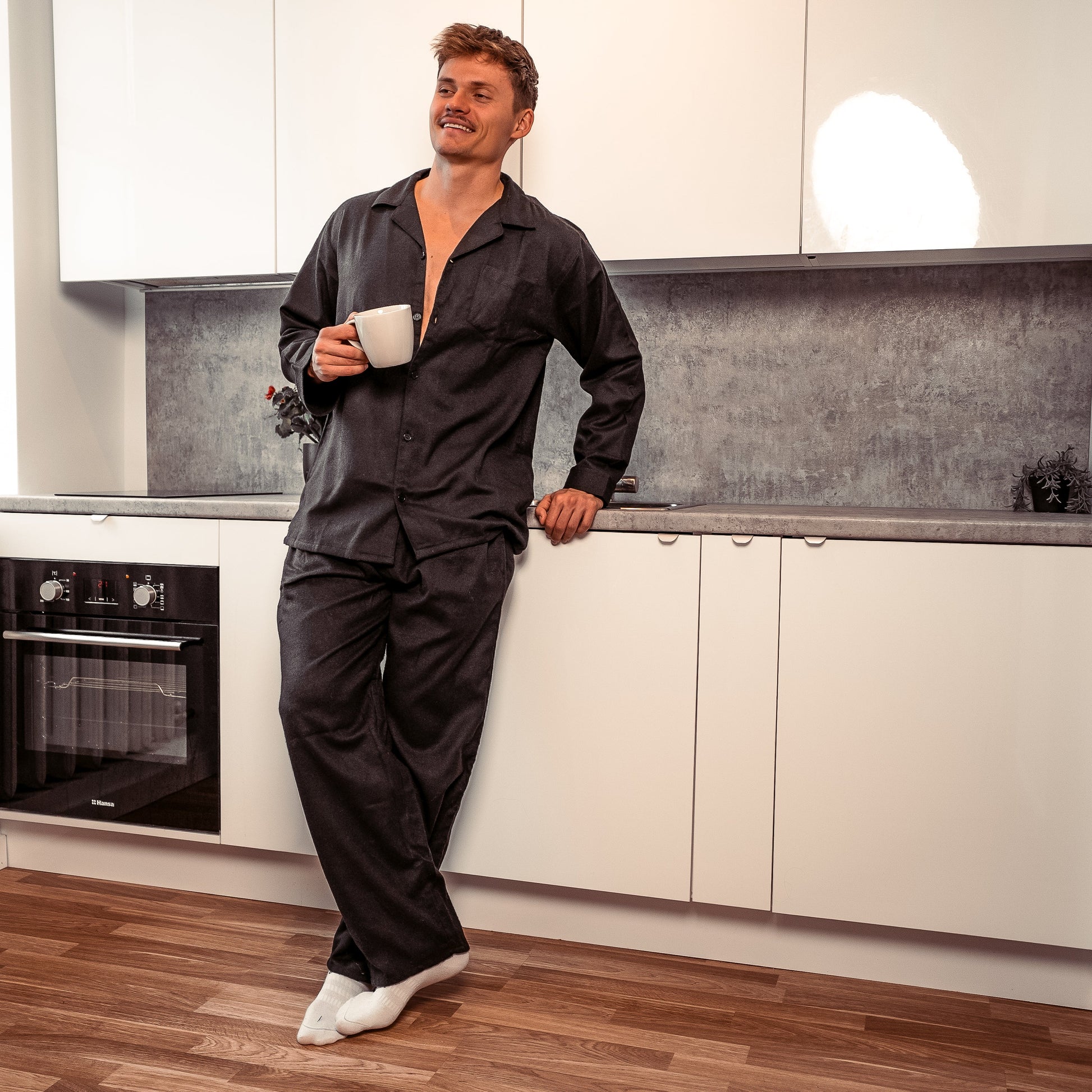 Norty Mens Cotton Yarn Flannel Pajama Lounge Sleep Sets-3